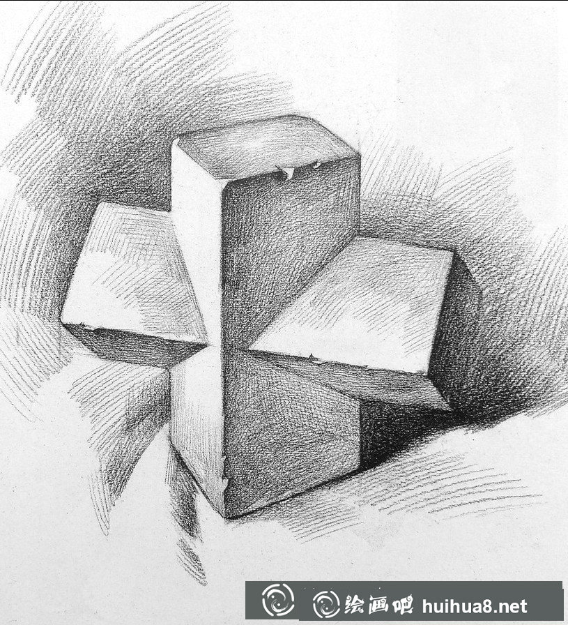 素描石膏几何体作品二