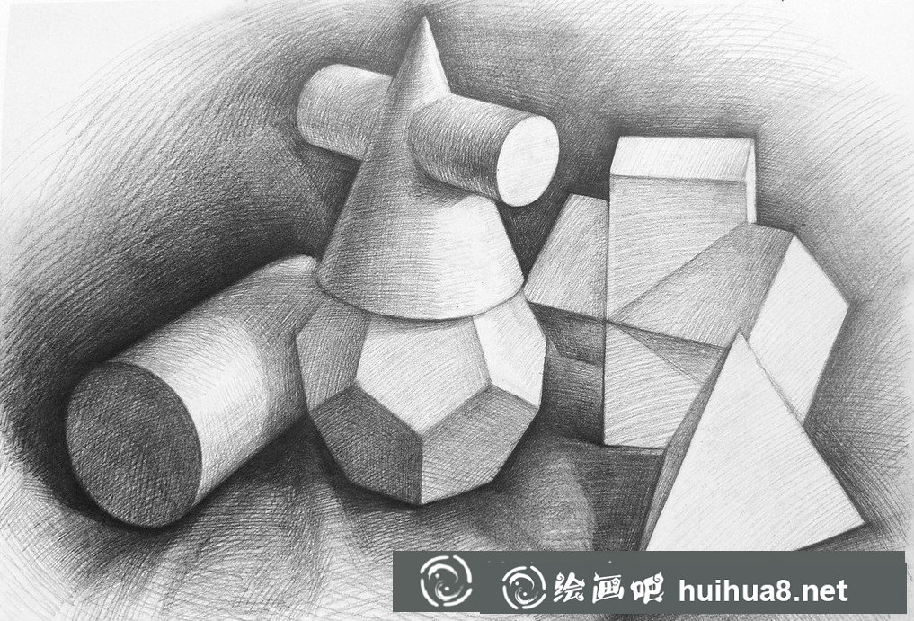 素描石膏几何体作品三