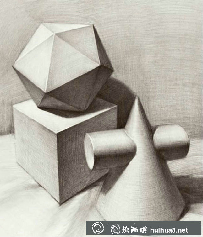 素描石膏几何体作品六