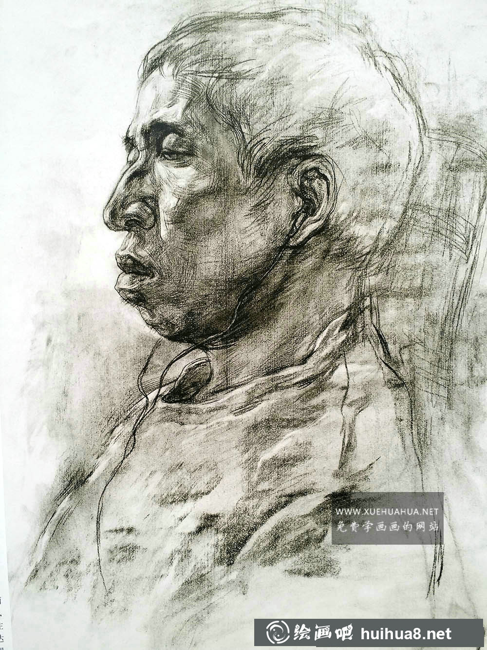 侧面素描男子头像作品赏析(1)