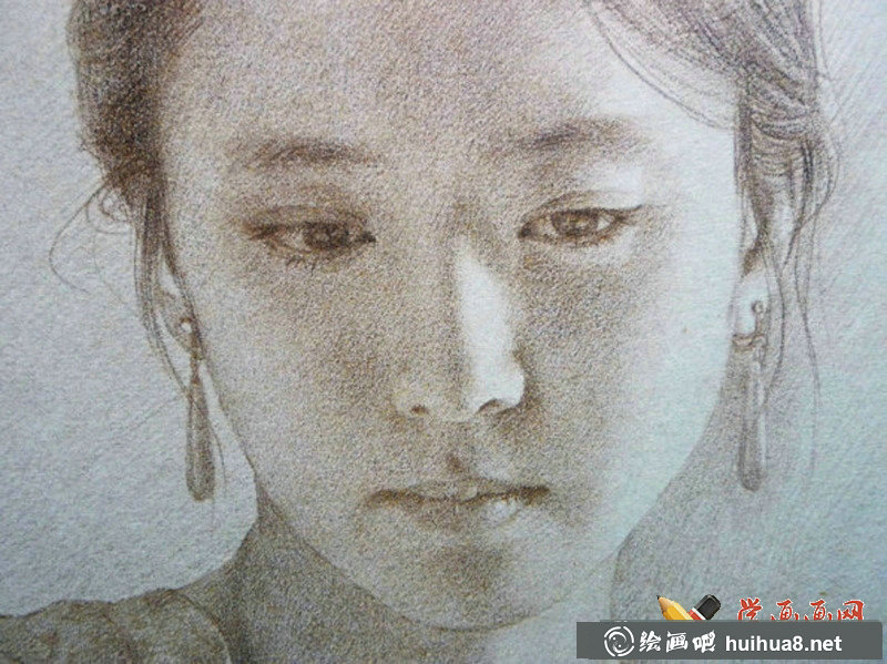 女子正侧面素描头像2张(2)