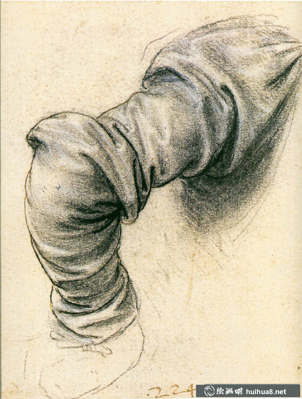 跟达芬奇学画衣服褶皱及布纹【高清大图】(2)