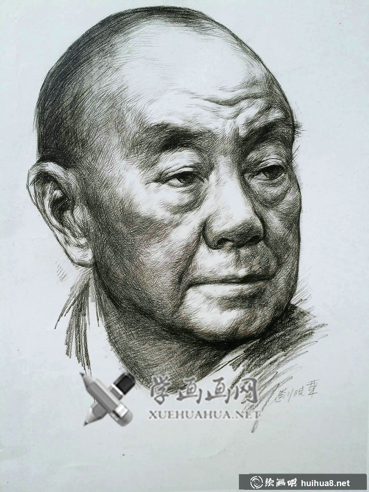刘小东男子素描头像高清临摹图片(1)