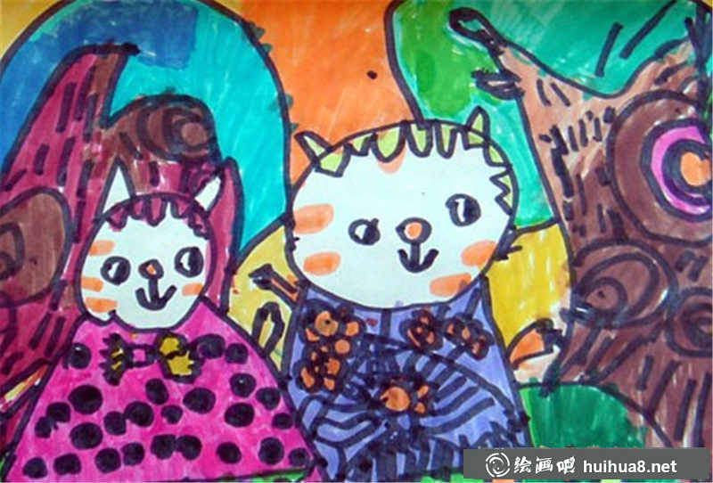 儿童动物水彩画(1)