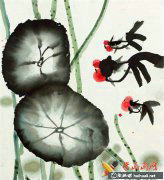 儿童画荷香引小鱼