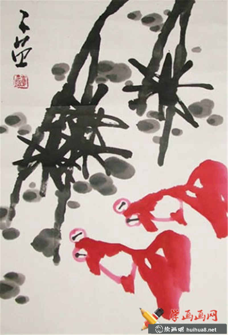 儿童水墨画作品金鱼