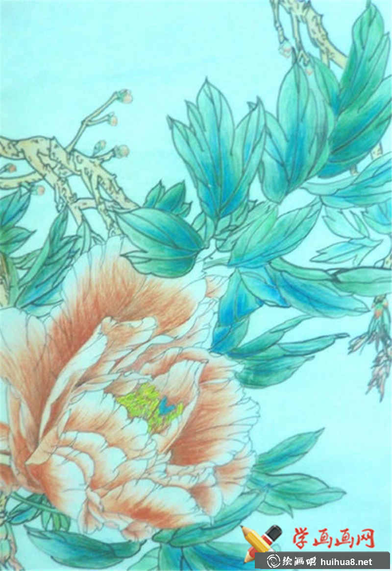 儿童中国画作品牡丹(1)