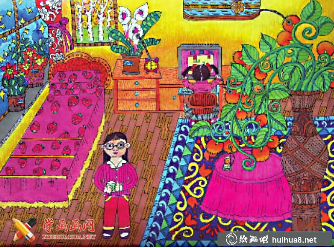 优秀儿童科幻画作品欣赏:植物发电机(1)