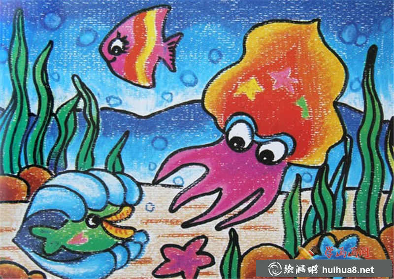 儿童油画棒作品章鱼
