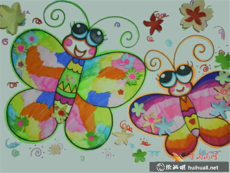儿童油画棒两只小蝴蝶(1)