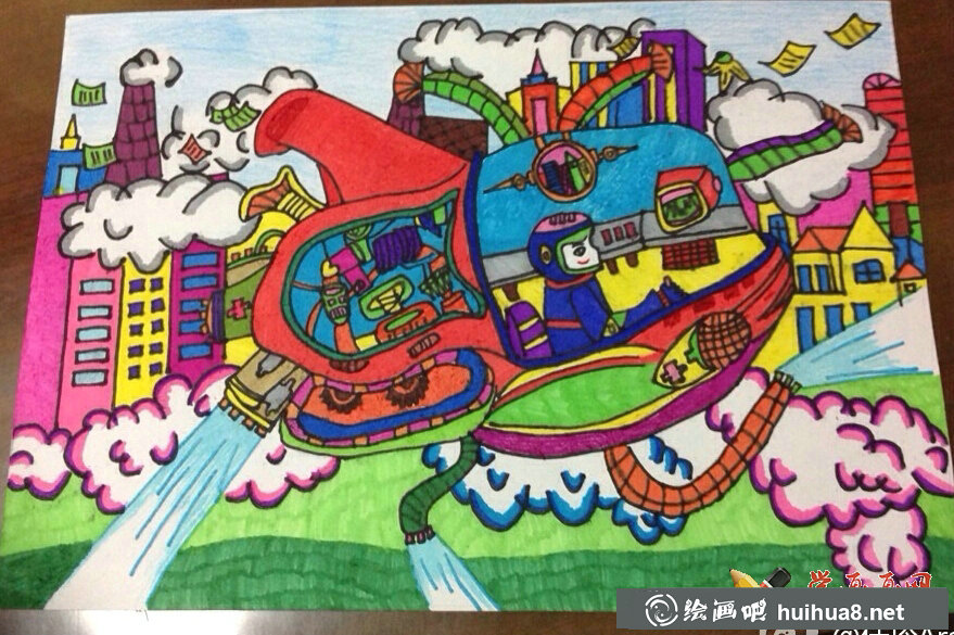 科技画欣赏《超级城市净化飞机》(1)