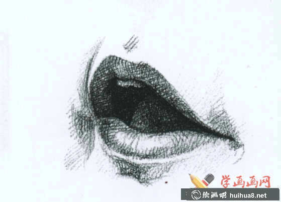 素描嘴的结构及画法步骤(13)