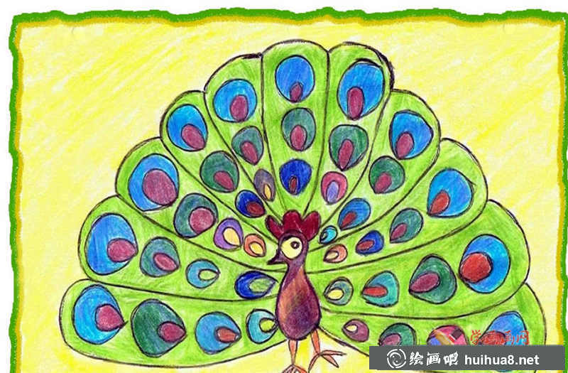 儿童画孔雀开屏(1)