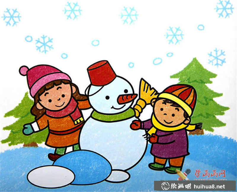 儿童画堆雪人(1)