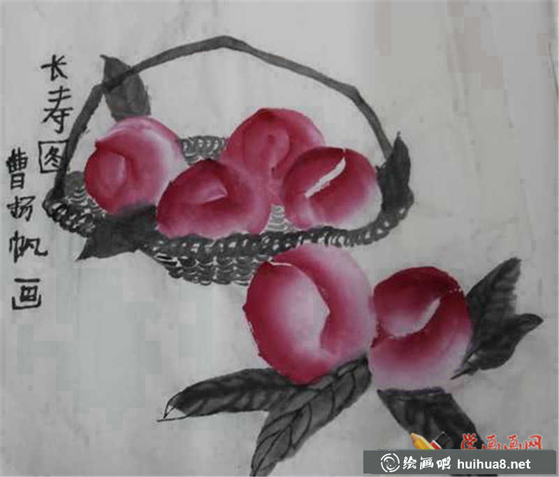 寿桃中国画作品
