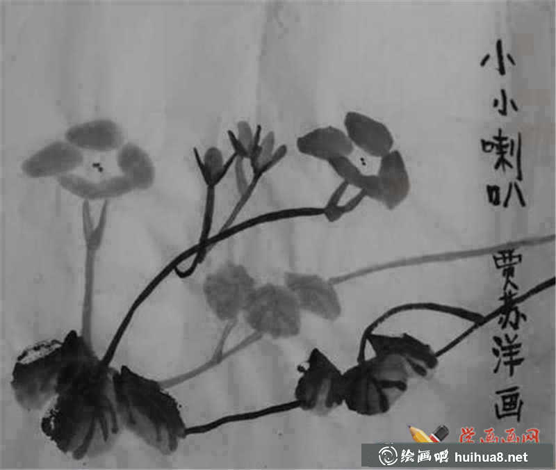 喇叭花中国画作品(1)
