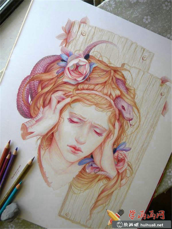 彩铅人物肖像画欣赏(11)