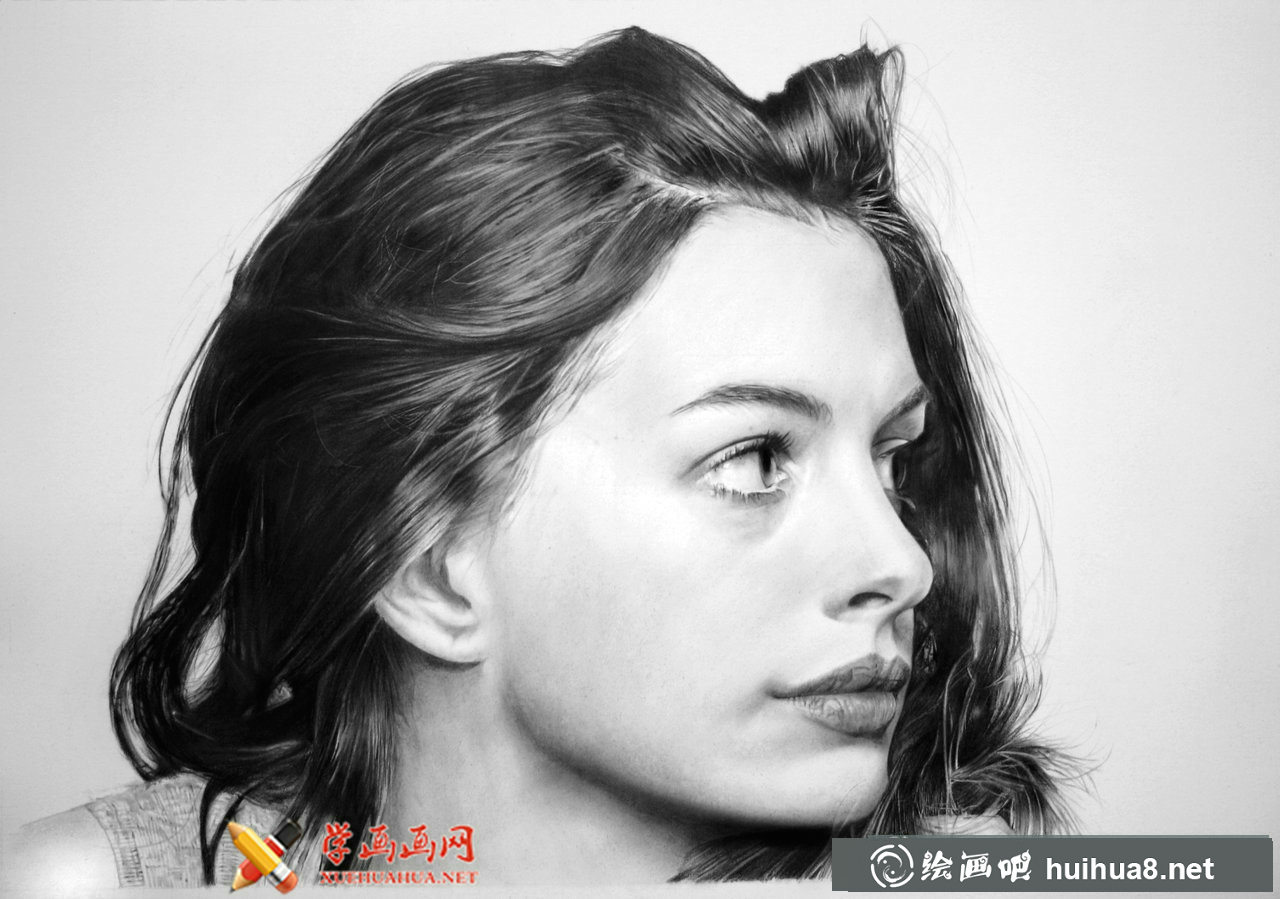 安妮·海瑟薇铅笔素描画欣赏(2)
