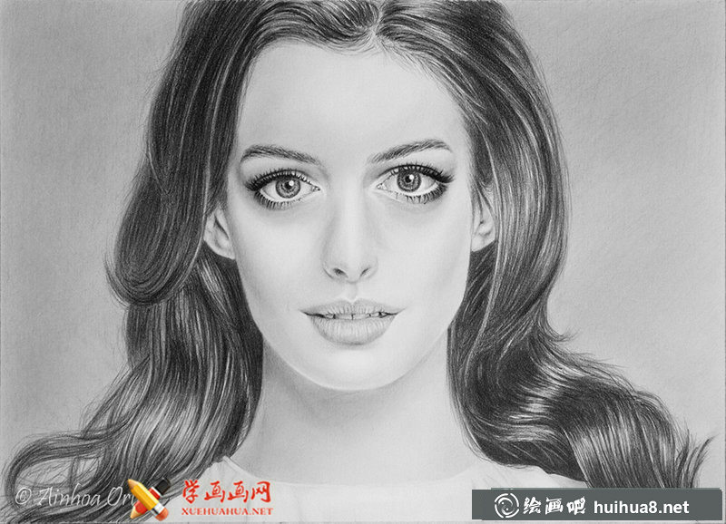安妮·海瑟薇铅笔素描画欣赏(6)