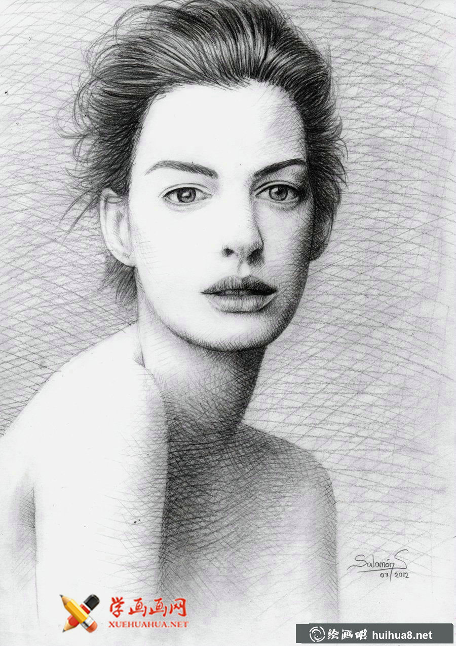 安妮·海瑟薇铅笔素描画欣赏(7)