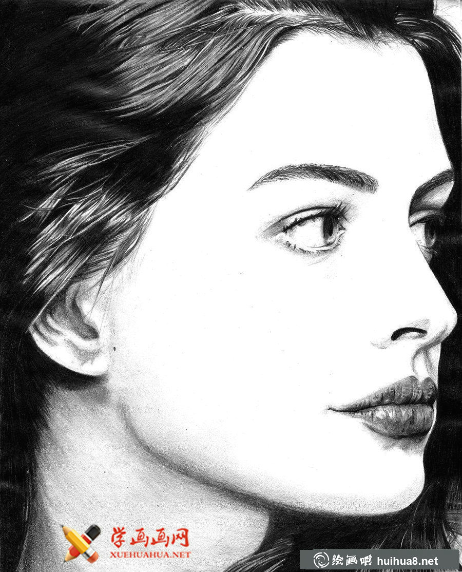 安妮·海瑟薇铅笔素描画欣赏(12)