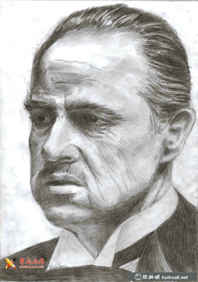 “教父”马龙·白兰度(Marlon Brando)素描画欣赏(1)