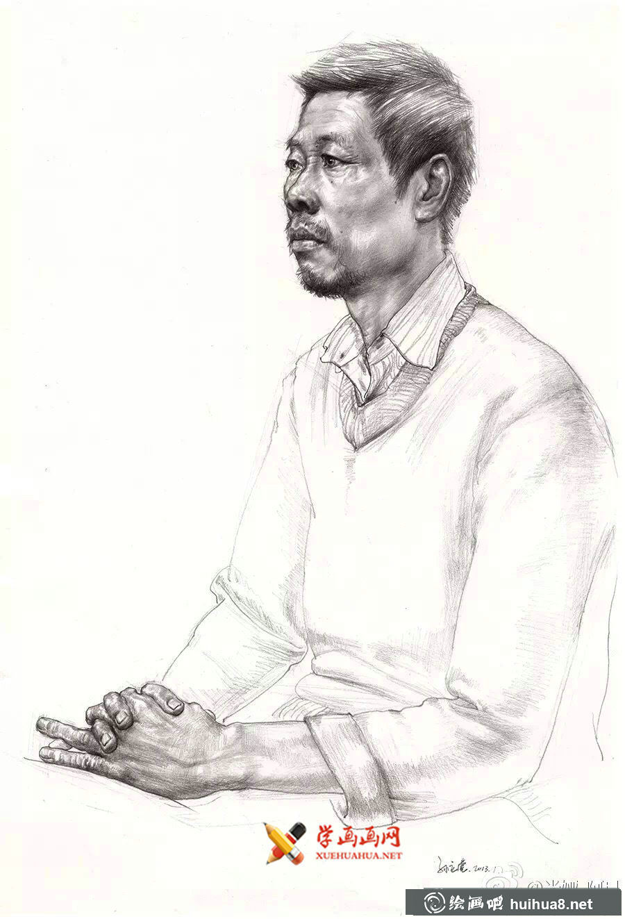 适合美考的素描半身像范画作品 (1)