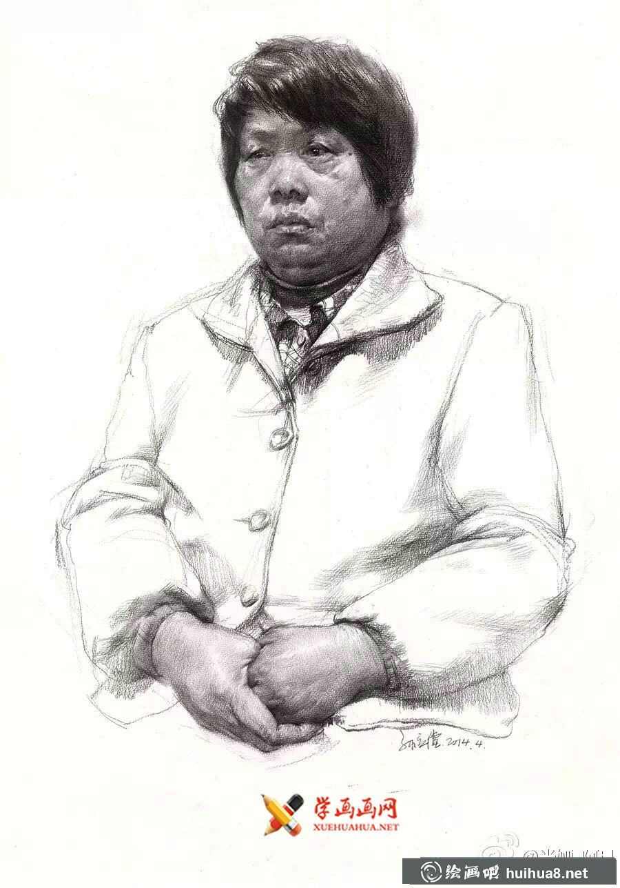 适合美考的素描半身像范画作品 (4)