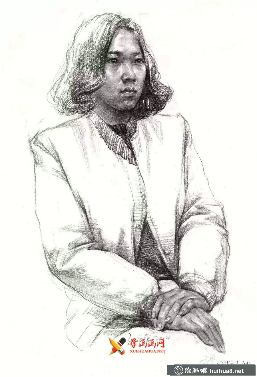 适合美考的素描半身像范画作品 (6)