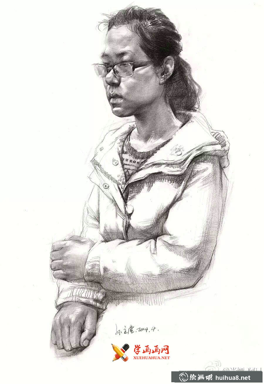 适合美考的素描半身像范画作品 (9)