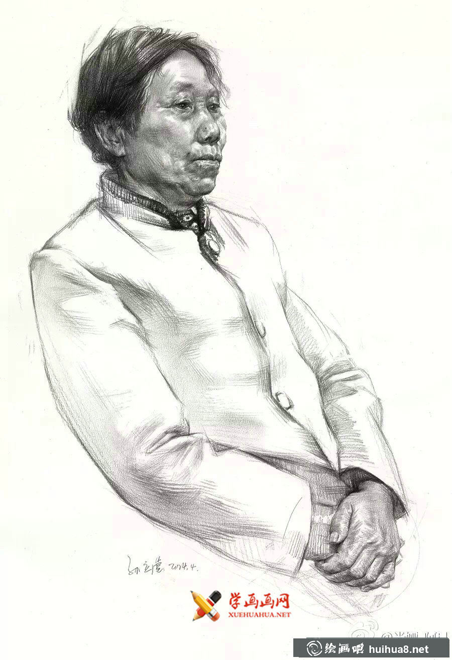 适合美考的素描半身像范画作品 (8)