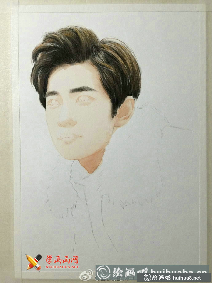 水溶性彩铅明星画像-杨洋帅哥彩铅画(2)