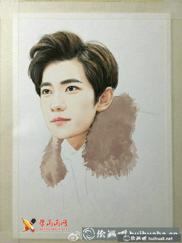 水溶性彩铅明星画像-杨洋帅哥彩铅画(3)