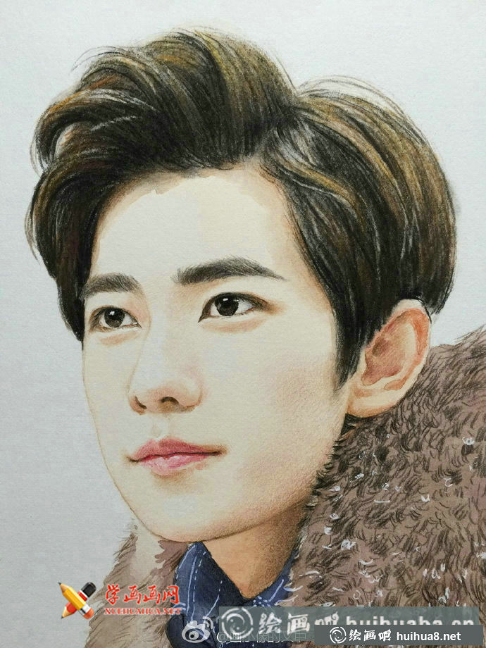 水溶性彩铅明星画像-杨洋帅哥彩铅画(5)