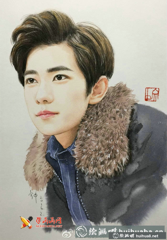 水溶性彩铅明星画像-杨洋帅哥彩铅画(6)