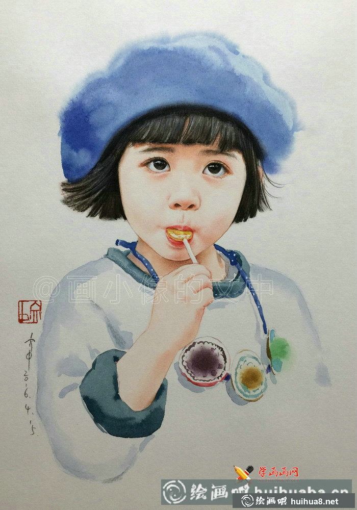彩铅画作品《吃糖的小女孩》欣赏(2)