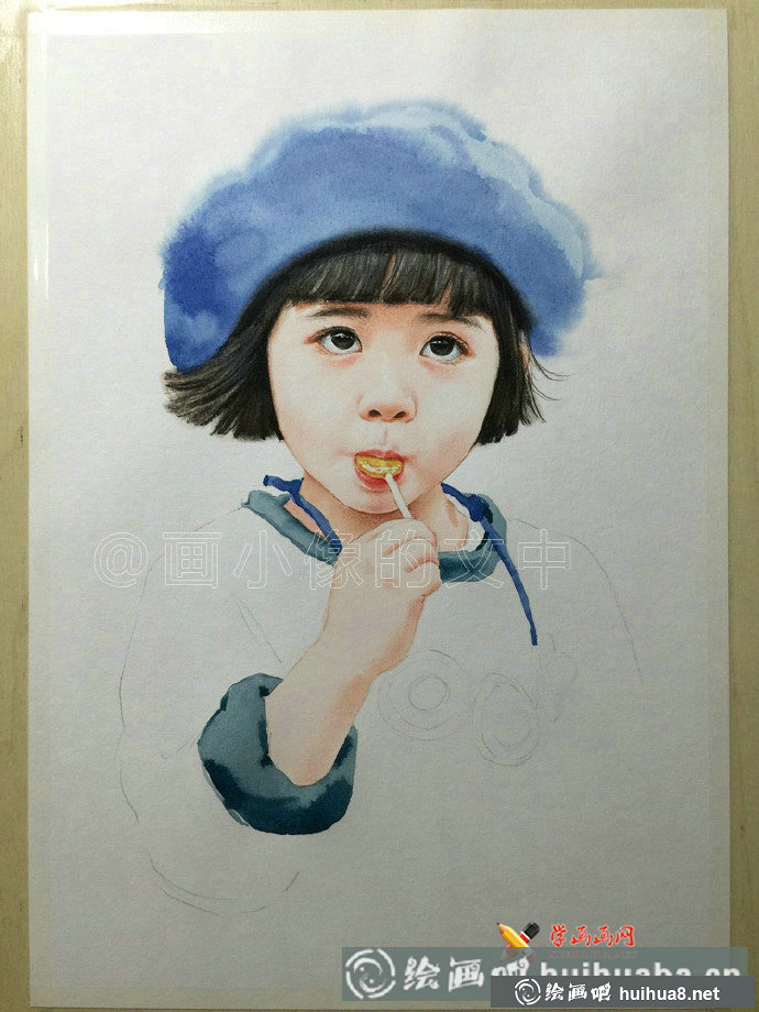 彩铅画作品《吃糖的小女孩》欣赏(5)