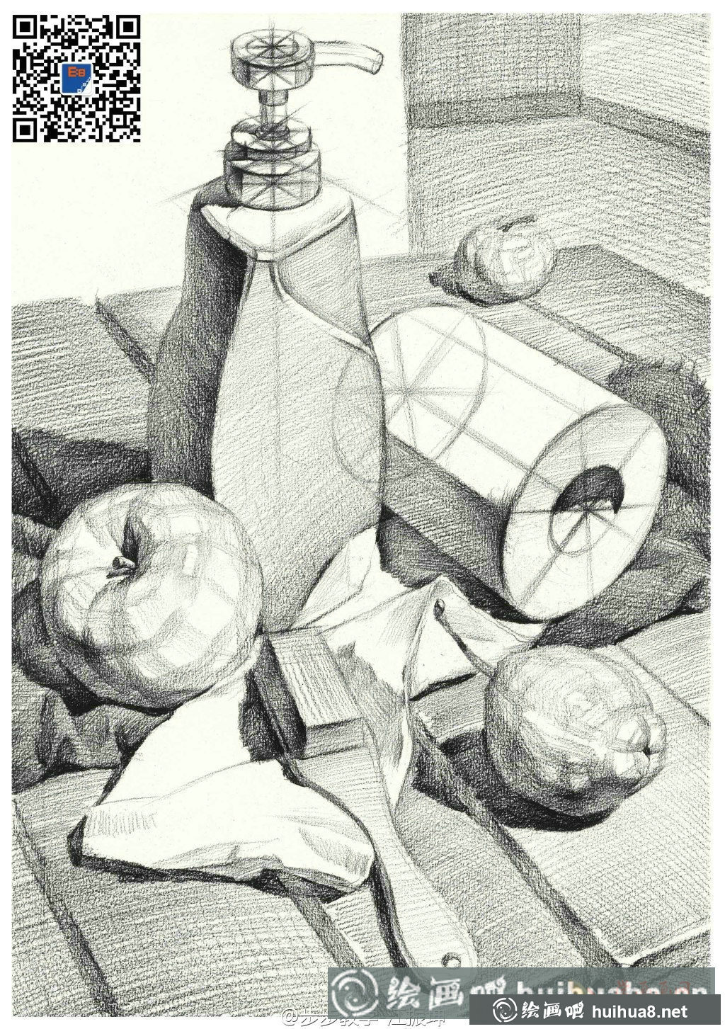 步步教学静物结构素描优秀范画欣赏(1)