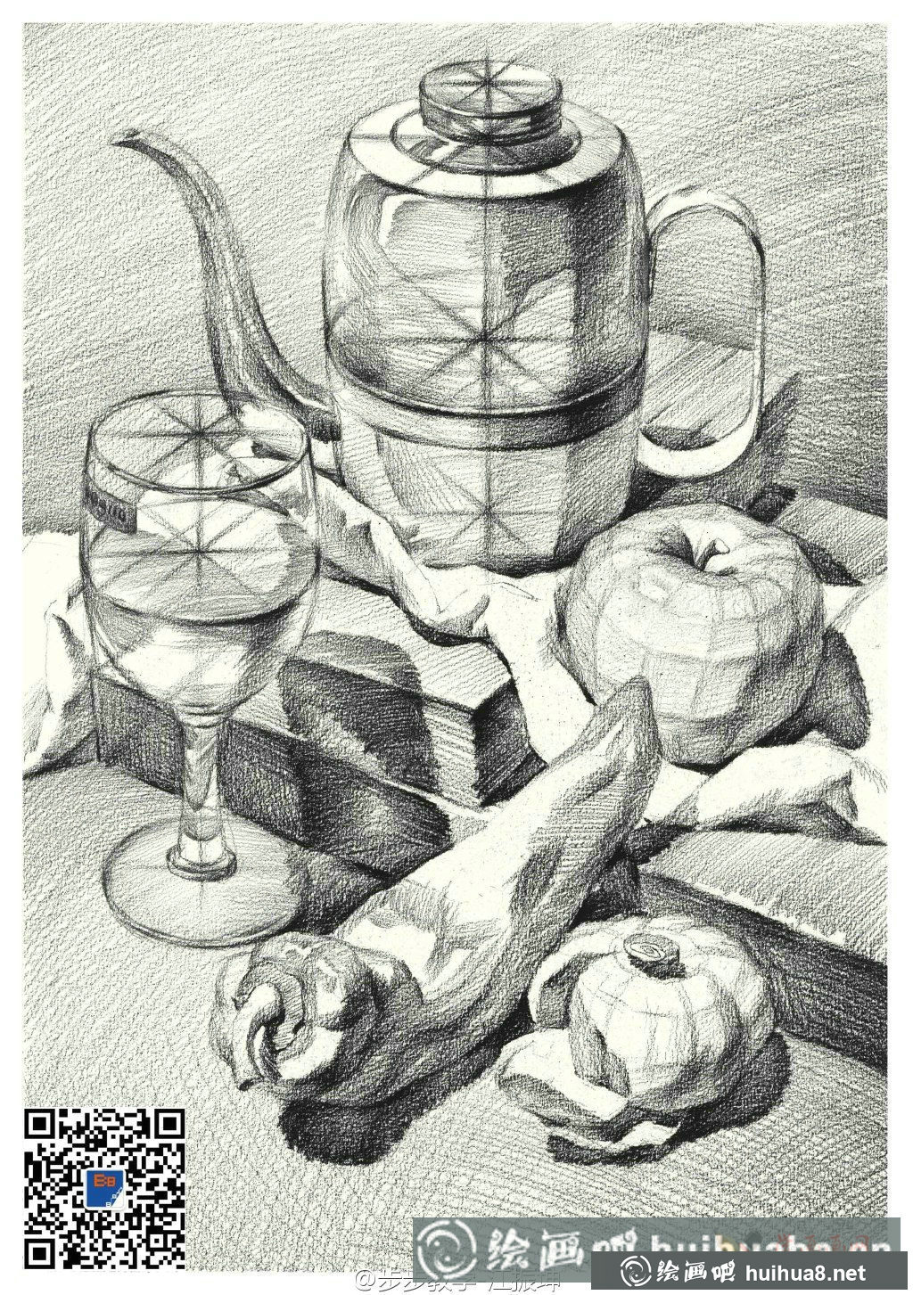步步教学静物结构素描优秀范画欣赏(7)