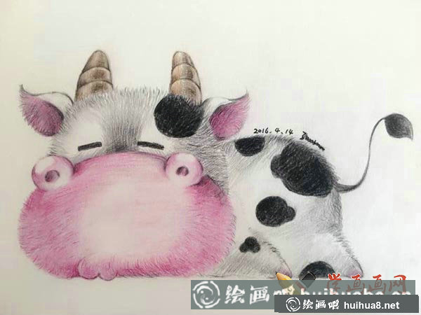 十二生肖彩铅画图片牛