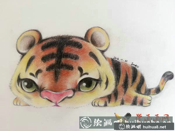 十二生肖彩铅画图片虎