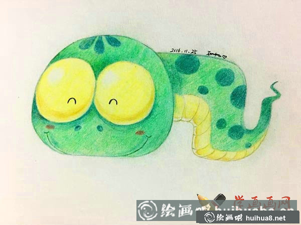 十二生肖彩铅画图片蛇
