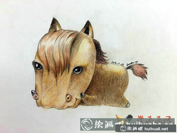 十二生肖彩铅画图片马
