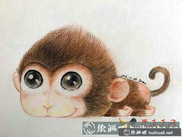 十二生肖彩铅画图片猴