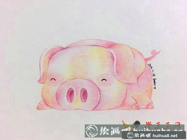 十二生肖彩铅画图片猪