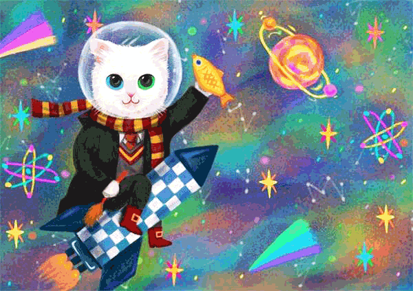 彩铅猫咪插图作品14