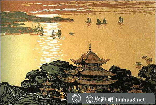 中国版画作品欣赏：长江十景全套版画