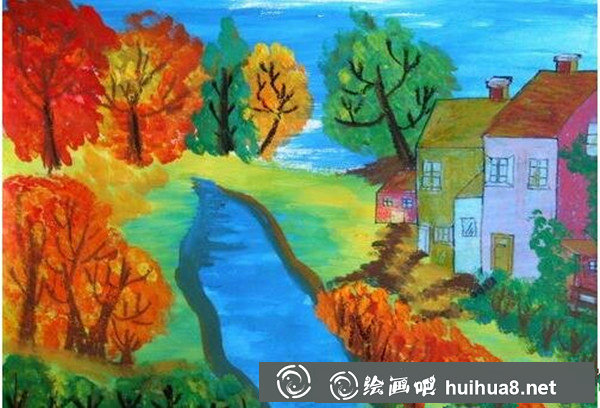 美丽的家乡儿童水粉画作品大全