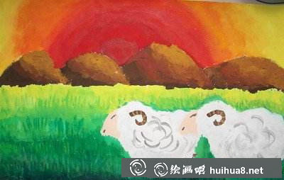 小猪水粉画