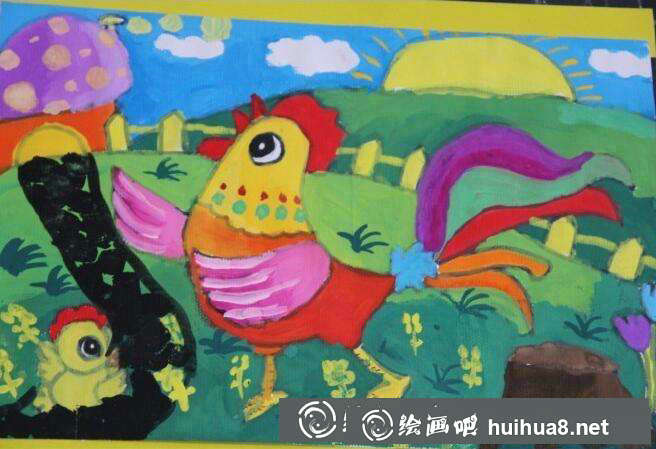 小鸭水粉画
